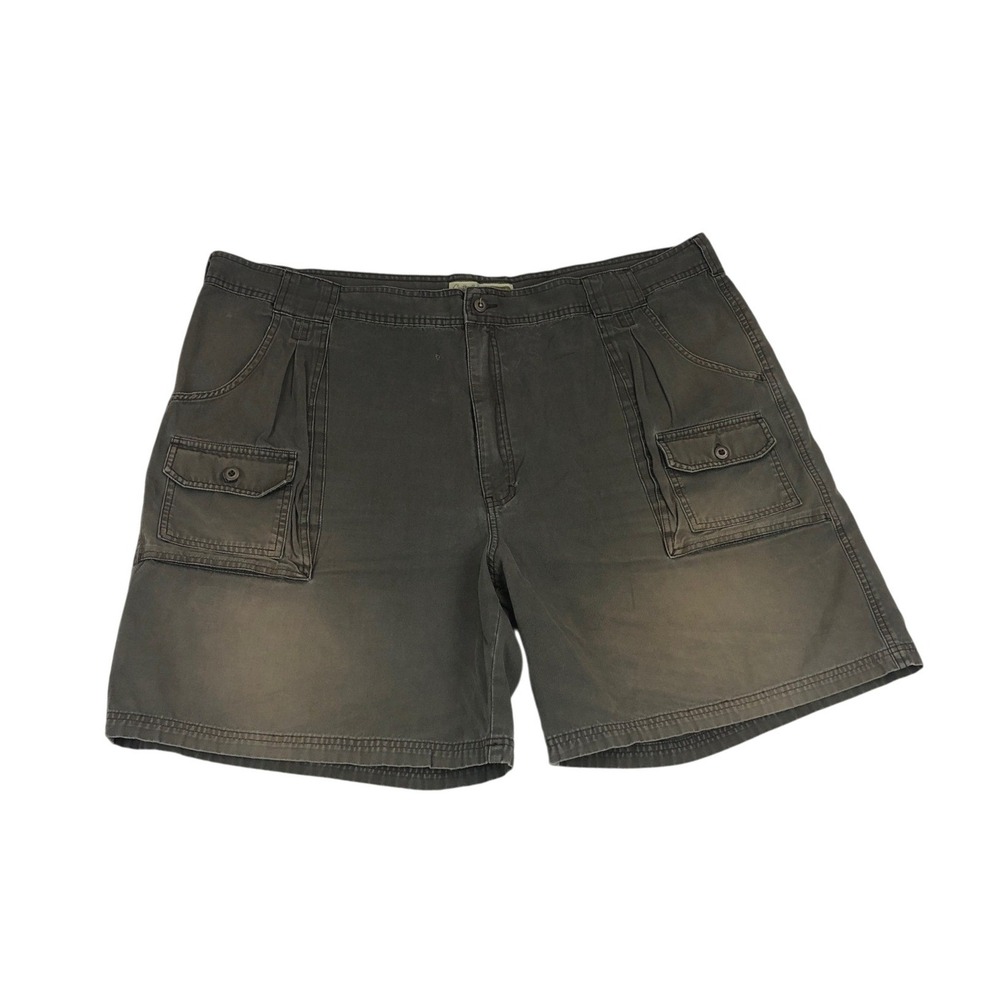Cabelas 7-Pocket Hiker Mens 48 Faded Green Cotton Canvas Cargo Utility Shorts